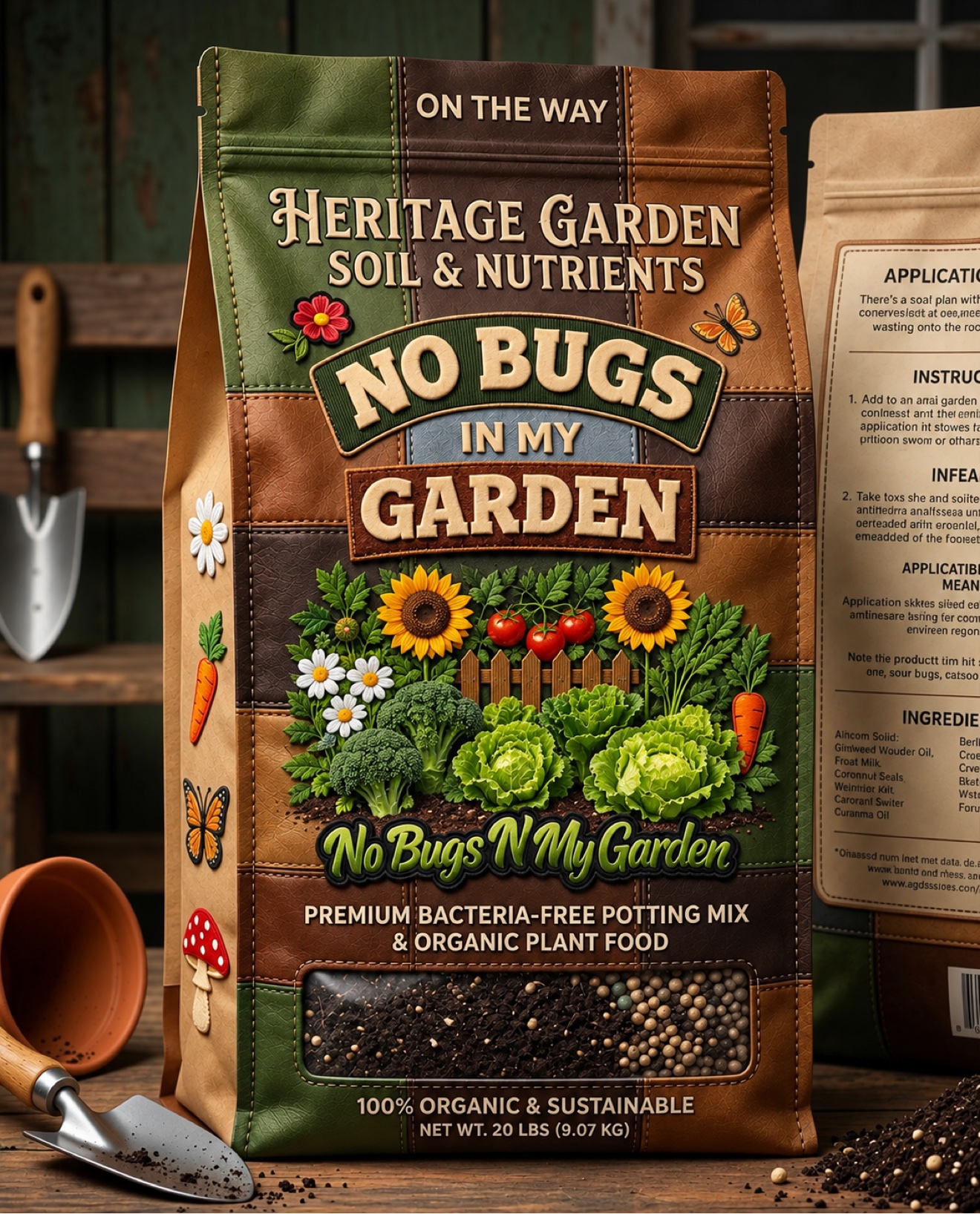Heritage Garden Soil & Nutrients No Bugs N My Garden patchwork soil bag